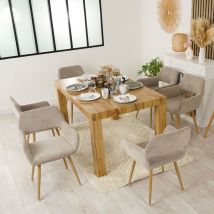 Lot de 6 Fauteuil Chaises de salle à manger scandinave en tissu beige - Meubles Cosy