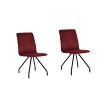 MEUBLES COSY Lotto di 2 sedie reception-Velluto rosso-Gambe in metallo nero-Stile moderno-Scrivania sala da pranzo