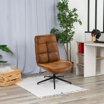 Meubles Cosy - Poltrona da ufficio lounge, senza braccioli, rivestimento in tessuto marrone, regolabile, girevole, gambe in acciaio stile vintage