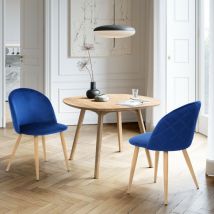 Set di 2 sedie da pranzo scandinave - Velluto blu scuro - Gamba in metallo - Sala da pranzo Soggiorno Ufficio Camera da letto 4749.577.5CM - Blu
