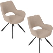 Meubles Cosy - Set mit 2 skandinavischen Esszimmerstühlen mit Rückenlehne und Armlehnen, Kreuzstuhl, schwarze Metallbeine, Sitz mit Stoffpolsterung,