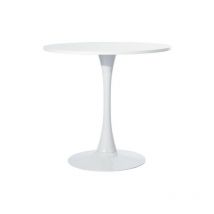 Table Salle à Manger Ronde Scandinave 2-4 Personnes pour Salon Cuisine,en Bois d'ingénierie et métal, Blanc,80x80x73cm - Meubles Cosy