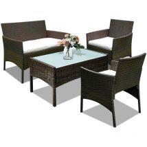 Meubles de jardin en verre Balcon ensemble de sièges Ensemble de meubles de jardin Canapé brun