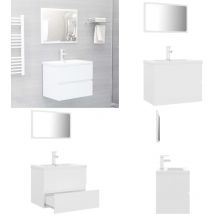 Vidaxl - Meubles de salle de bain blanc bois d'ingénierie - Ensemble Meuble Salle De Bain - Meuble Salle De Bain - Armoire Salle De Bain - Lavabo