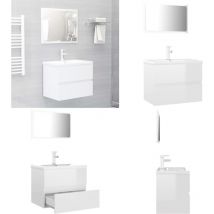 Vidaxl - Meubles de salle de bain blanc brillant bois d'ingénierie - Ensemble Meuble Salle De Bain - Meuble Salle De Bain - Armoire Salle De Bain