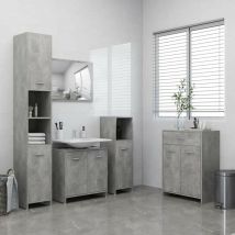 Meubles de salle de bain Couleur Gris Béton : Armoire, meuble-lavabo, armoi haute et basse - Gris Béton