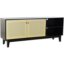 Dkd Home Decor - Meuble Tv Sapin Rotin 160X38X65 Noir