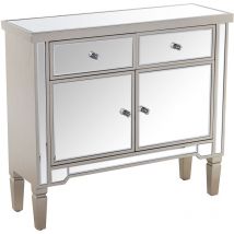 Fijalo - Meuble d'entrée bois/miroir avec 2 portes + 2 tiroirs 90X30X80 Cm