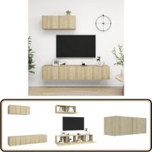 Vidaxl - Meubles tv 3 pcs Chêne sonoma Bois d'ingénierie - Meuble Tv Mural - Meuble Télé Suspendue - Étagère Murale - Rangement Tv - Armoire Hifi