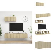 Vidaxl - Meubles tv 3 pcs Chêne sonoma Bois d'ingénierie - Meuble Tv Mural - Meuble Télé Suspendue - Étagère Murale - Rangement Tv - Armoire Hifi