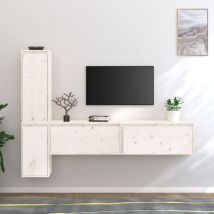 Vidaxl 4 Piece Tv Cabinet Set White Solid Wood Pine (813497+813487+813458)