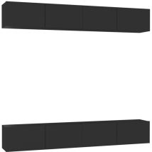 Meubles TV multimédia étagère télévision buffet téléviseur salle à manger salon chambre 4 pièces 100 x 30 x 30 cm bois d'ingénierie noir