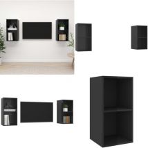 Vidaxl - Meubles tv muraux 2 pcs Noir brillant Bois d'ingénierie - Meuble Tv Mural - Meuble Télé Mural - Étagère Murale - Rangement Mural