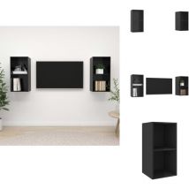 Meubles tv muraux 2 pcs Noir brillant Bois d'ingénierie - Meuble Tv Mural - Meuble Télé Mural - Étagère Murale - Rangement Mural - Décoration Murale