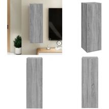 Meubles tv Sonoma gris 30,5x30x90 cm Bois d'ingénierie - Meuble Tv Mural - Meuble Télé Suspendue - Étagère Tv - Support Tv - Armoire Tv - Home &