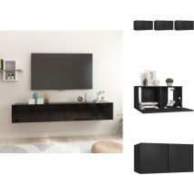 Meubles TV suspendus 3 pcs Noir 60x30x30 cm - Meuble Tv Mural - Meuble Tv Suspendu - Rangement Tv - Étagère Tv - Support Tv