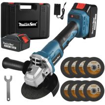Ultrixe - Meuleuse angulaire sans fil 21V Meuleuse D'angle Brushless, Vitesse à Vide 11000 r/min, convient à Ø100 mm, Deux 3AH Batterie et Chargeur,