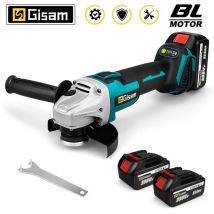 Meuleuse d'angle électrique sans fil 125mm avec protection vitesse à vide 10000 tr/min, pour meulage et polissage coupe - 2 batteries