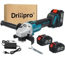 Drillpro - Meuleuse d'angle électrique sans fil 18V 20000RPM 125mm avec 2 batteries lbtn