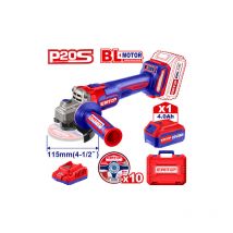 Meuleuse d'angle sans fil Emtop 4,0 ah li-ion 20v avec 1 batterie 4,0 ah et 1 chargeur, régime max. 9000 tr/min, disques ø 115 mm