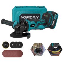 Meuleuse San fil ø 125 mm ,3 vitesses Meuleuse D'angle Brushless avec Deux Batterie et 13 lames de scie - Boîte
