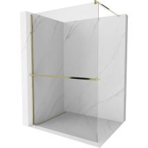Kioto+ Duschwand mit Ablage und Reling 130 x 200 cm, Transparent 8 mm, Gold - 800-130-121-50-0 - Mexen