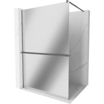Kioto+ Duschwand mit Regal Walk-in 140 x 200 cm, Spiegel, Gun Metal - 800-140-121-95-50 - Mexen