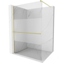 Kioto+ Duschwand mit Walk-in-Regal 120 x 200 cm, transparent/ballon, gebürstet Gold - 800-120- - Mexen