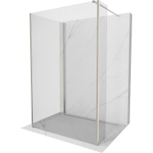 Kioto Duschwand Walk-in 110 x 80 x 30 cm, transparent, gebürstetes Nickel - 800-110-080-221-97 - Mexen