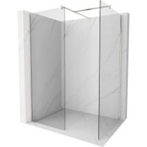 Kioto Duschwand Walk-in 130 x 120 cm, transparent, gebürstetes Nickel - 800-130-202-97-00-120 - Mexen
