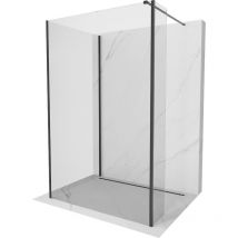 Kioto Duschwand Walk-in 130 x 75 x 40 cm, transparent, schwarz - 800-130-075-221-70-00-040 - Mexen