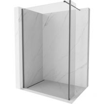 Kioto Duschwand Walk-in 155 x 30 cm, transparent, gun grau gebürstet - 800-155-212-66-00-030 - Mexen
