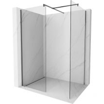 Kioto Duschwand Walk-in 170 x 85 cm, transparent, gun grau gebürstet - 800-170-202-66-00-085 - Mexen