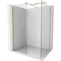 Kioto Duschwand Walk-in 80 x 80 cm, transparent, gebürstetes Gold - 800-080-202-55-00-080 - Mexen