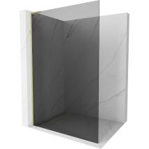 Kioto l Duschwand Walk-in 100 x 200 cm, grafit, gebürstetes Gold - 800-100-103-55-40 - Mexen