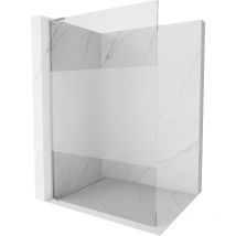 Kioto l Duschwand Walk-in 120 x 200 cm, transparent/cremig, gebürstetes Nickel - 800-120-103-9 - Mexen