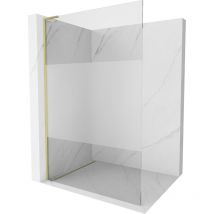 Kioto l Duschwand Walk-in 120 x 200 cm, transparent/geschliffen, gebürstetes Gold - 800-120-10 - Mexen