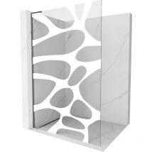 Kioto l Duschwand Walk-in 120 x 200 cm, weißes Muster, gun metal - 800-120-103-95-97 - Mexen