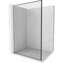 Kioto l Duschwand Walk-in 60 x 200 cm, schwarzes Muster, Chrom - 800-060-103-01-70 - Mexen