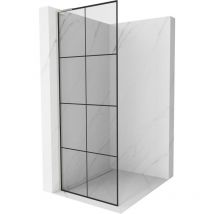 Kioto l Duschwand Walk-in 90 x 200 cm, schwarzes Muster, gebürstetes Nickel - 800-090-103-97-7 - Mexen