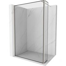 Kioto Walk-in Duschwand 120 x 30 cm, schwarzes Muster, gebürstetes Nickel - 800-120-212-97-70- - Mexen