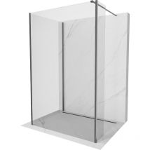 Kioto Walk-in Duschwand 120 x 80 x 30 cm, transparent, gun grau gebürstet - 800-120-080-221-66 - Mexen