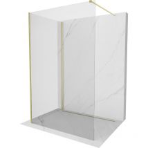 Kioto Walk-in-Duschwand 135 x 100 cm, transparent, gebürstetes Gold - 800-135-212-55-00-100 - Mexen