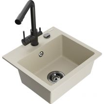 Mexen - Milo 1-Becken-Granit-Spüle mit Mischbatterie Duero, Beige - 6505-69-671600-70