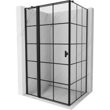 Mexen Mist T Duschkabine, Schwenkbar, Links, 100 X 80 Cm, Schwarzes Gitter, Schwarz - 8a4t-100-080-70-77-l