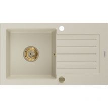 Mexen - Pablo Granitspüle mit einem Becken und einer Abtropffläche 752 x 436 mm, Beige, Siphon Gold -