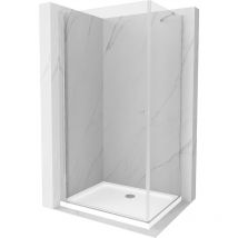 Mexen Pretoria kippbare Duschabtrennung 70 x 100 cm, Transparent, Chrom + Duschwanne Flat - 852-070-