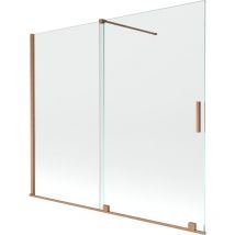 Velar 2-Flügel-Badewannenwand Regulierbare 180 x 150 cm, transparent, Kupfer gebürstet - 896-1 - Mexen