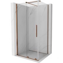 Mexen - Velar ausziehbare Duschabtrennung 90 x 85 cm, transparent, Rosa Gold - 871-090-085-01-60