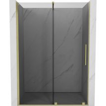 Velar Schiebetür Duschwand 150 Cm, Graphit, Gebürstetes Gold - 871-150-000-41-55 - Mexen